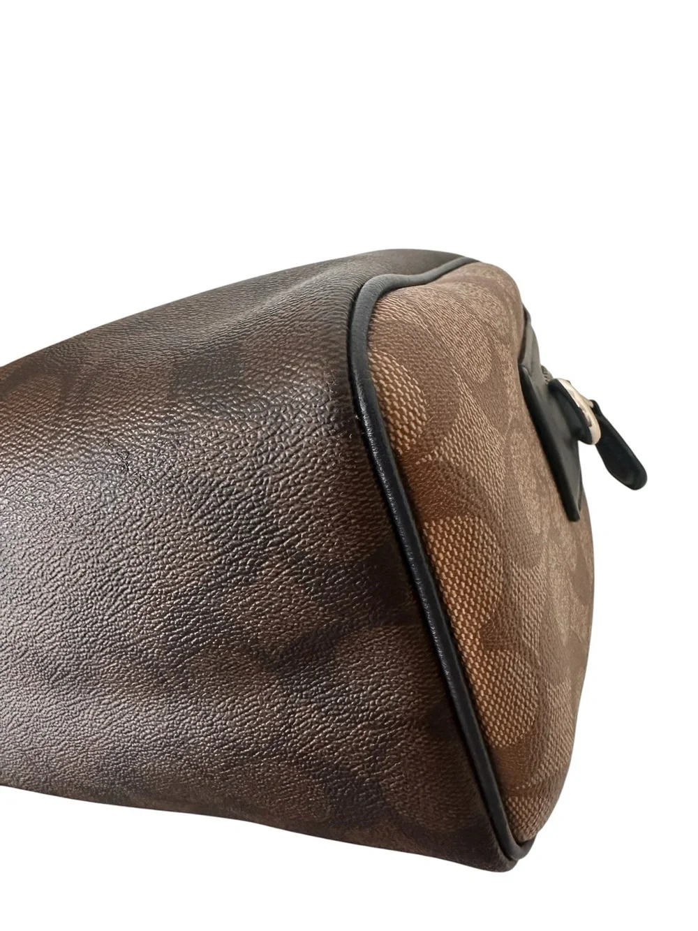 Coach Brown Signature Satchel with Black Handles